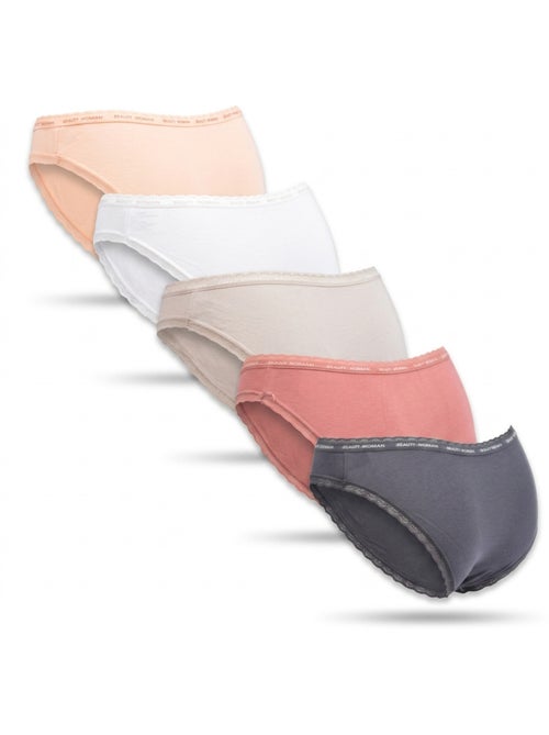 OZABI Pack 5 Cuecas Mulher Algodão Mini Renda Nó Cetim - Kiabi OZABI Pack 5 Cuecas Mulher Algodão Mini Renda Nó Cetim - Kiabi