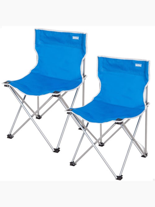 Pack 2 cadeiras de camping fixas e altas, 43x43x71 cm, azuis - Kiabi
