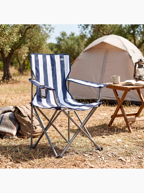 Pack 2 cadeiras de camping listradas de 48x47x82 cm e mesa dobrável de 61x50x51 cm - Kiabi
