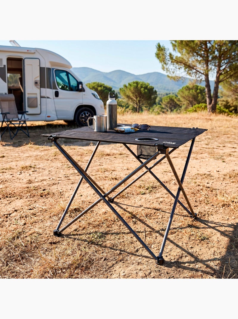 Pack 2 cadeiras de camping listradas de 48x47x82 cm e mesa dobrável de 61x50x51 cm Azul Branco - Kiabi