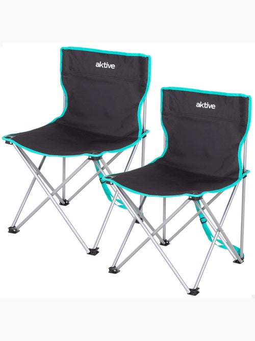 Pack 2 cadeiras de campismo fixas altas, 43x43x71 cm, pretas. - Kiabi