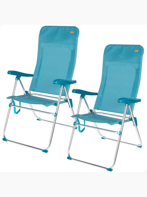 Pack 2 cadeiras de praia altas com múltiplas posições, 46x67x110 cm, turquesa - Kiabi