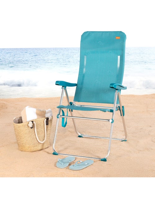 Pack 2 cadeiras de praia altas com múltiplas posições, 46x67x110 cm, turquesa - Kiabi