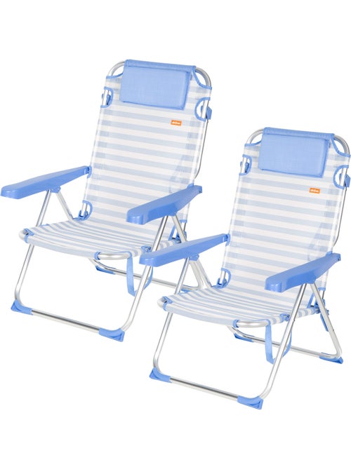Pack 2 cadeiras de praia altas com múltiplas posições, 48x60x90 cm, listradas - Kiabi Pack 2 cadeiras de praia altas com múltiplas posições, 48x60x90 cm, listradas - Kiabi