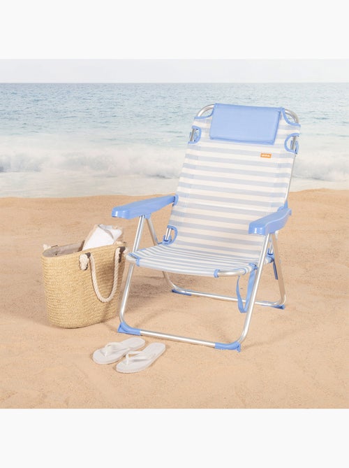 Pack 2 cadeiras de praia altas com múltiplas posições, 48x60x90 cm, listradas - Kiabi Pack 2 cadeiras de praia altas com múltiplas posições, 48x60x90 cm, listradas - Kiabi