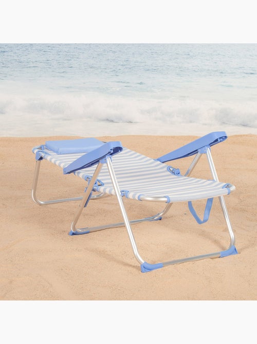 Pack 2 cadeiras de praia altas com múltiplas posições, 48x60x90 cm, listradas - Kiabi Pack 2 cadeiras de praia altas com múltiplas posições, 48x60x90 cm, listradas - Kiabi