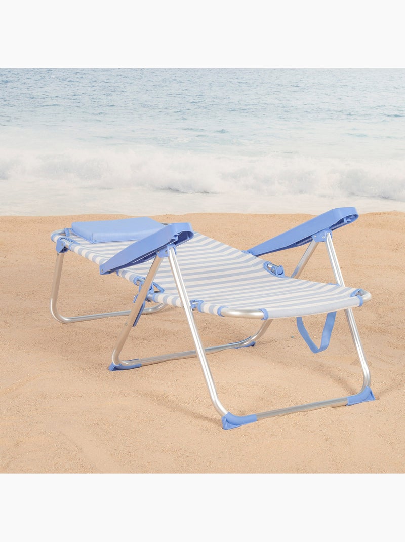 Pack 2 cadeiras de praia altas com múltiplas posições, 48x60x90 cm, listradas Azul Branco - Kiabi