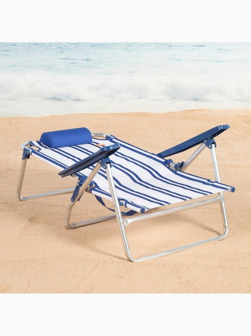 Pack 2 cadeiras de praia baixas com múltiplas posições, 48x45x83 cm, com listras náuticas - Kiabi