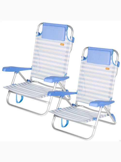 Pack 2 cadeiras de praia baixas com múltiplas posições, 48x50x80 cm, listradas - Kiabi