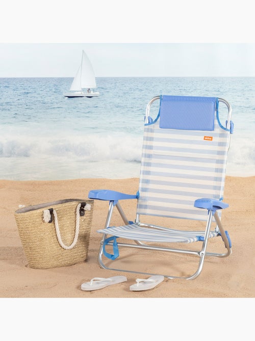 Pack 2 cadeiras de praia baixas com múltiplas posições, 48x50x80 cm, listradas - Kiabi