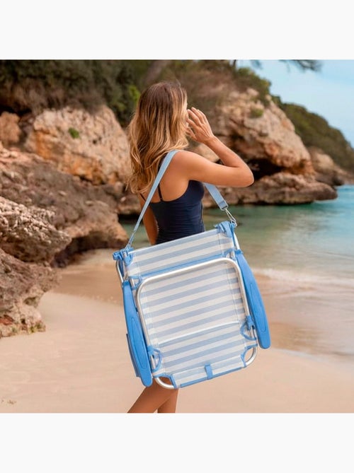 Pack 2 cadeiras de praia baixas com múltiplas posições, 51x45x76 cm, listradas e com bolsos - Kiabi Pack 2 cadeiras de praia baixas com múltiplas posições, 51x45x76 cm, listradas e com bolsos - Kiabi