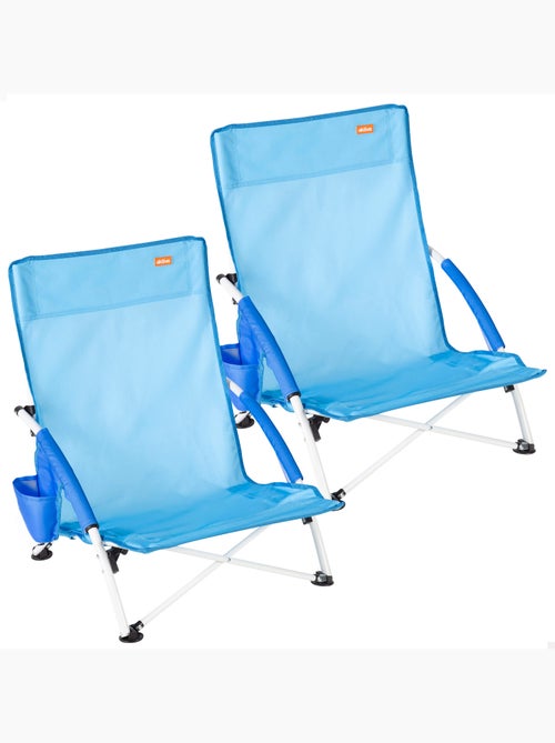 Pack 2 cadeiras de praia fixas e baixas, 50x49x66 cm, azuis - Kiabi