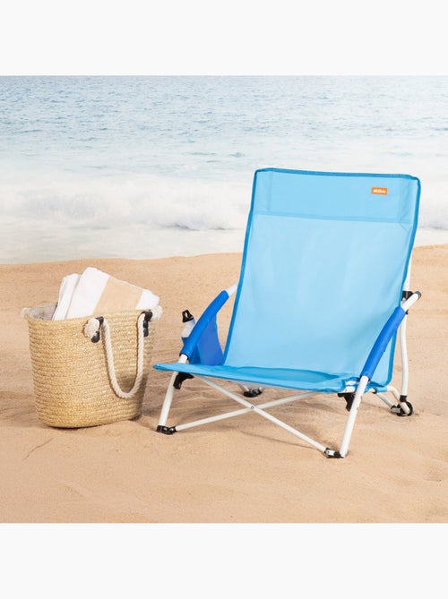 Pack 2 cadeiras de praia fixas e baixas, 50x49x66 cm, azuis - Kiabi