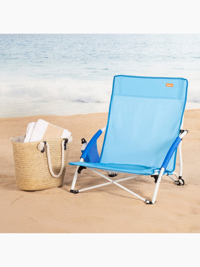 Pack 2 cadeiras de praia fixas e baixas, 50x49x66 cm, azuis Azul - Kiabi