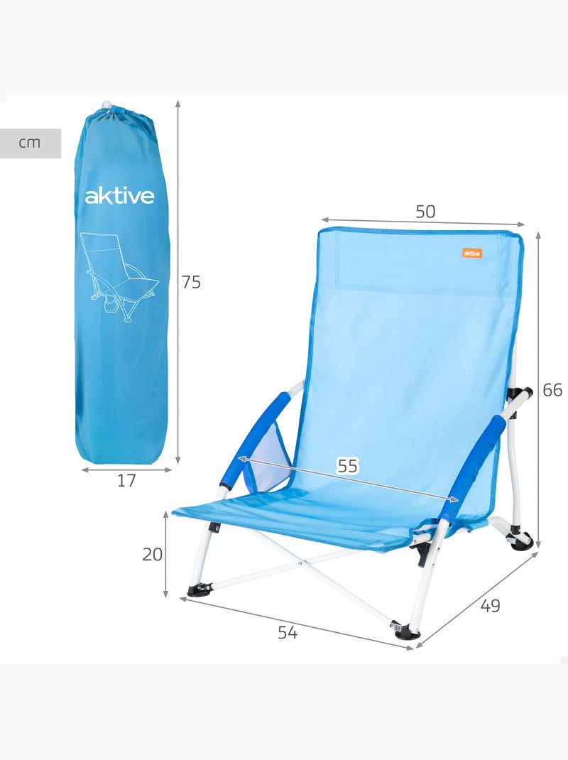 Pack 2 cadeiras de praia fixas e baixas, 50x49x66 cm, azuis Azul - Kiabi