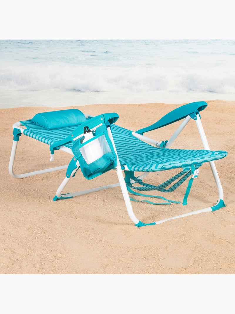 Pack 2 cadeiras de praia médias com múltiplas posições, 48x58x76 cm, cor turquesa ondas Turquesa - Kiabi