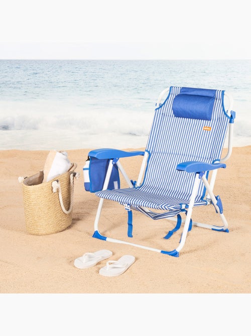 Pack 2 cadeiras de praia médias multiposições 48x58x76 cm com listras náuticas - Kiabi Pack 2 cadeiras de praia médias multiposições 48x58x76 cm com listras náuticas - Kiabi