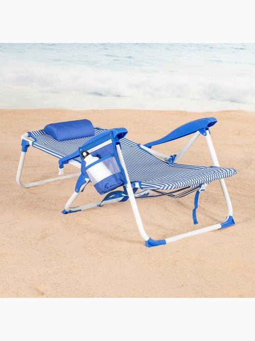 Pack 2 cadeiras de praia médias multiposições 48x58x76 cm com listras náuticas - Kiabi Pack 2 cadeiras de praia médias multiposições 48x58x76 cm com listras náuticas - Kiabi