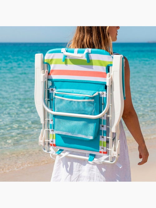 Pack 2 cadeiras de praia médias multiposições 50x53x77 cm multicoloridas com cooler e bolsos - Kiabi Pack 2 cadeiras de praia médias multiposições 50x53x77 cm multicoloridas com cooler e bolsos - Kiabi