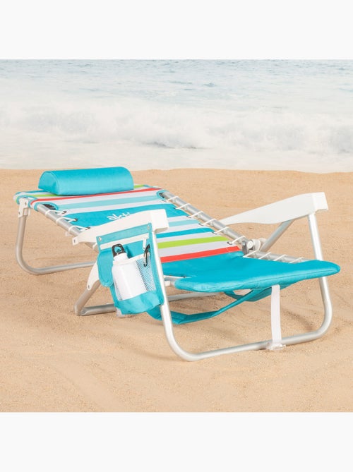 Pack 2 cadeiras de praia médias multiposições 50x53x77 cm multicoloridas com cooler e bolsos - Kiabi Pack 2 cadeiras de praia médias multiposições 50x53x77 cm multicoloridas com cooler e bolsos - Kiabi