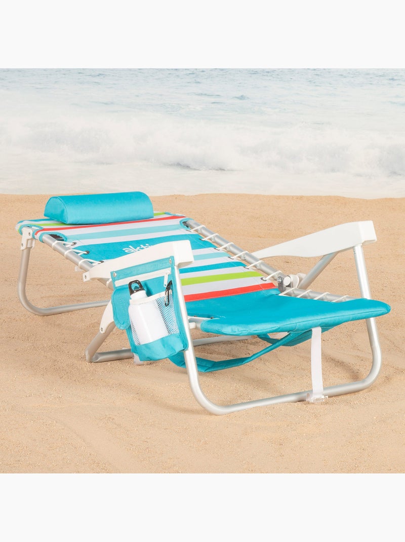 Pack 2 cadeiras de praia médias multiposições 50x53x77 cm multicoloridas com cooler e bolsos Multicolorido - Kiabi