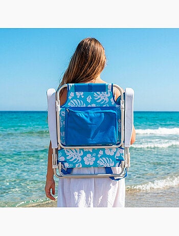Pack 2 cadeiras de praia médias multiposições 50x54x80 cm com flores e bolsos