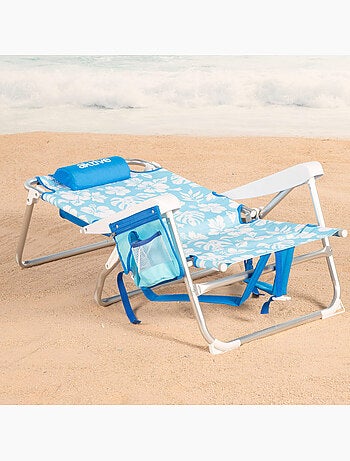 Pack 2 cadeiras de praia médias multiposições 50x54x80 cm com flores e bolsos