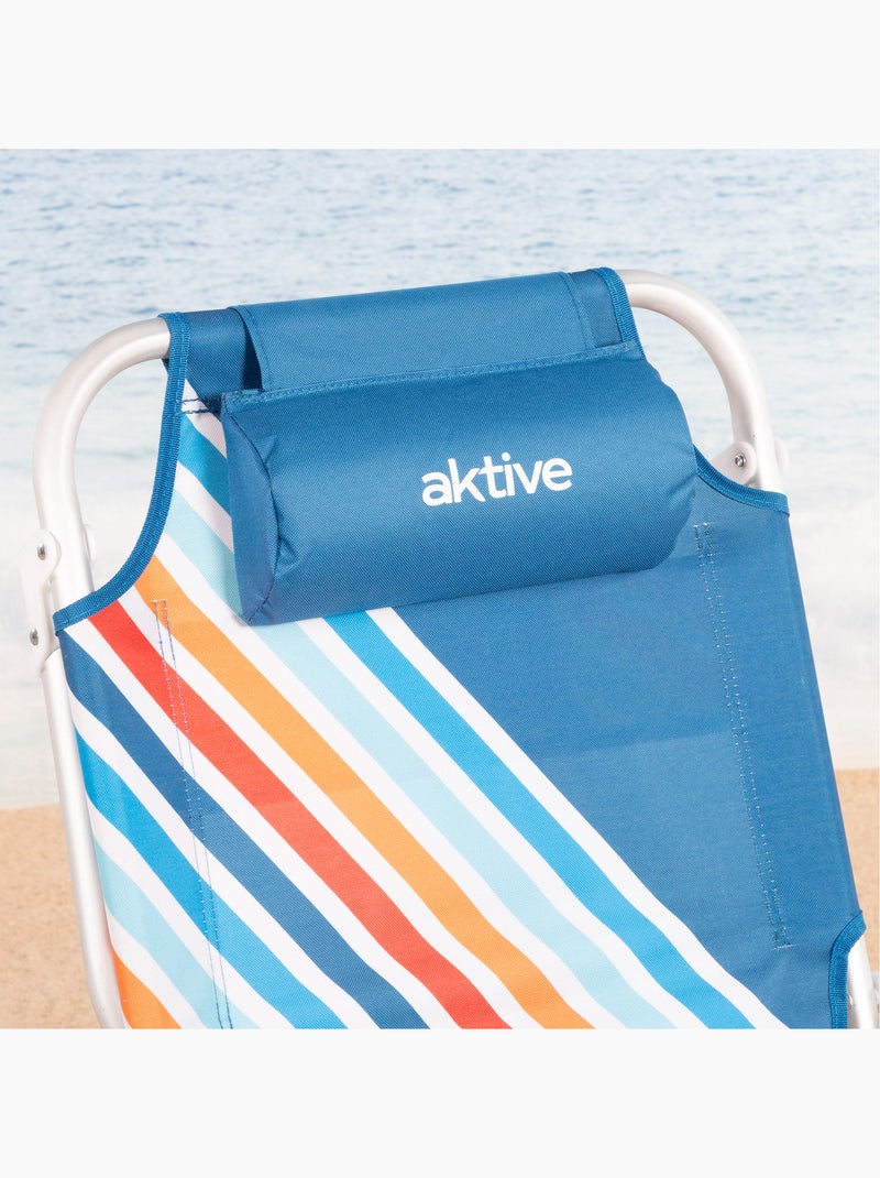 Pack 2 cadeiras de praia médias multiposições 50x55x80 cm multicoloridas com bolsos Multicolorido - Kiabi