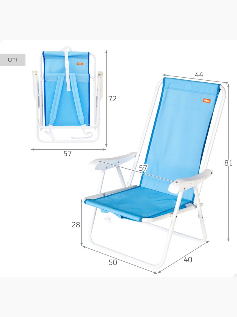 Pack 2 cadeiras de praia semifixas 44x40x81 cm azuis Azul - Kiabi