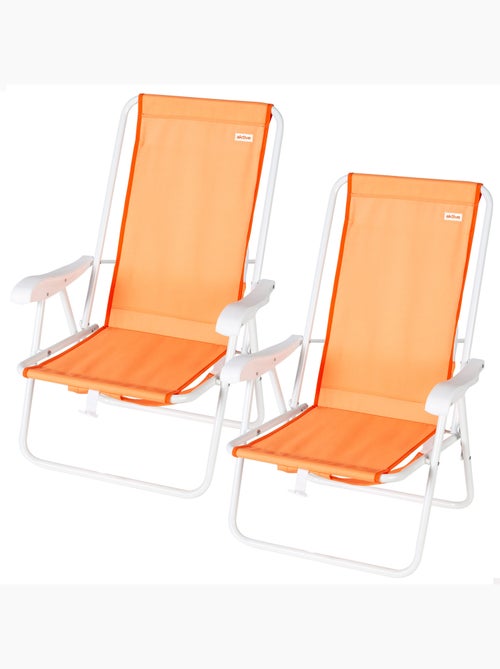 Pack 2 cadeiras de praia semifixas 44x40x81 cm laranja - Kiabi