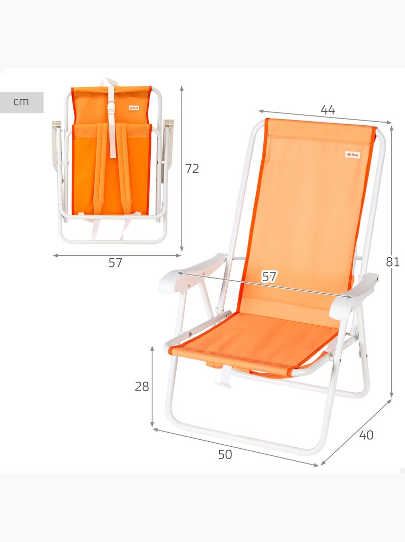 Pack 2 cadeiras de praia semifixas 44x40x81 cm laranja Laranja - Kiabi