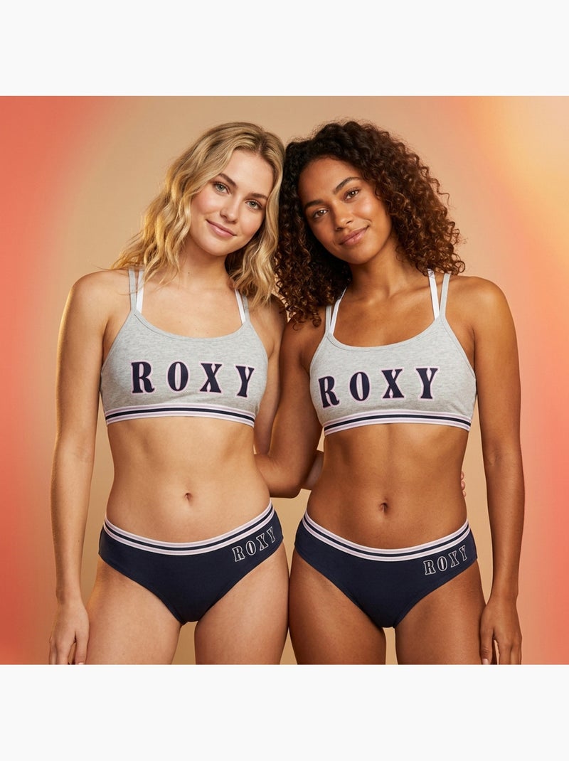 Pack 2 Conjuntos Rapariga Top Desportivo Cuecas Algodão Licença Oficial ROXY Cinza azul-marinho - Kiabi