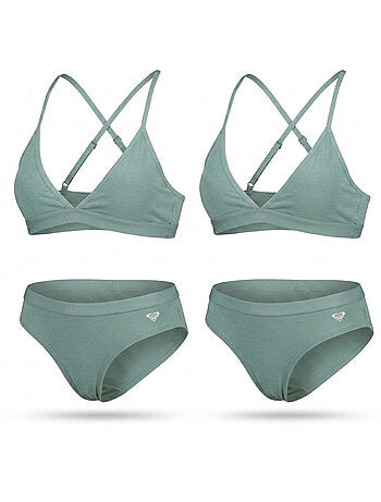 Pack 2 Conjuntos Rapariga Top Desportivo Cuecas Algodão Licença Oficial ROXY