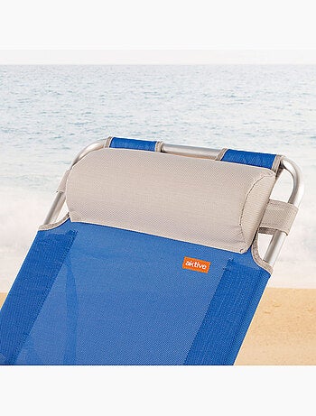 Pack 2 espreguiçadeiras de praia dobráveis 3 posições azul c/almofada aktive