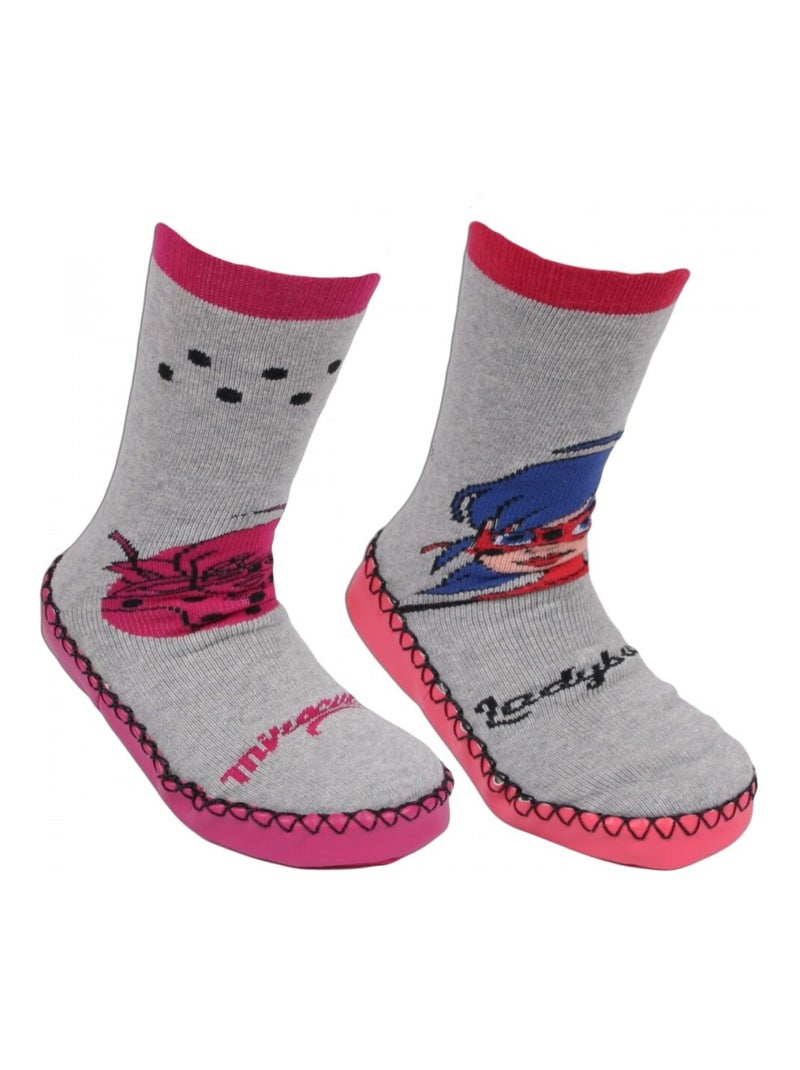 Pack 2 meias chinelos Zag Heroez Cinza-rosa azul - Kiabi