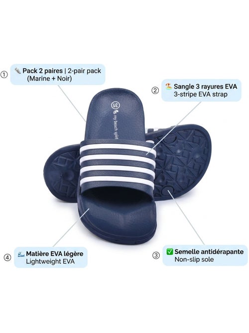 Pack 2 Pares Chinelas Criança EVA Antiderrapante OZABI - Kiabi Pack 2 Pares Chinelas Criança EVA Antiderrapante OZABI - Kiabi