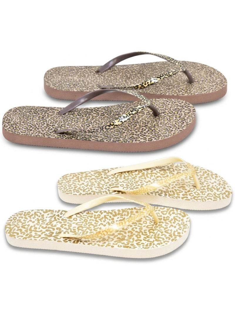 Pack 2 Pares Chinelos de Dedo Mulher Print Selvagem OZABI Castanho/Multicolorido - Kiabi