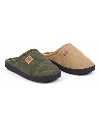 Pack 2 Pares Chinelos Homem Veludo Canelado Forro Esponja OZABI