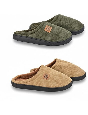 Pack 2 Pares Chinelos Homem Veludo Canelado Forro Esponja OZABI