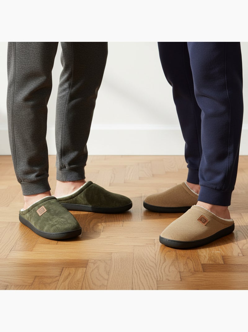 Pack 2 Pares Chinelos Homem Veludo Canelado Forro Esponja OZABI Multicolorido - Kiabi
