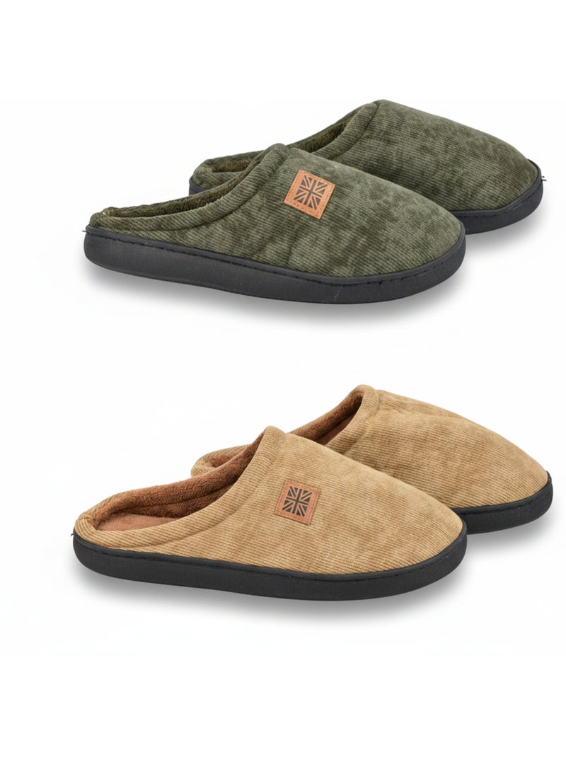 Pack 2 Pares Chinelos Homem Veludo Canelado Forro Esponja OZABI Multicolorido - Kiabi