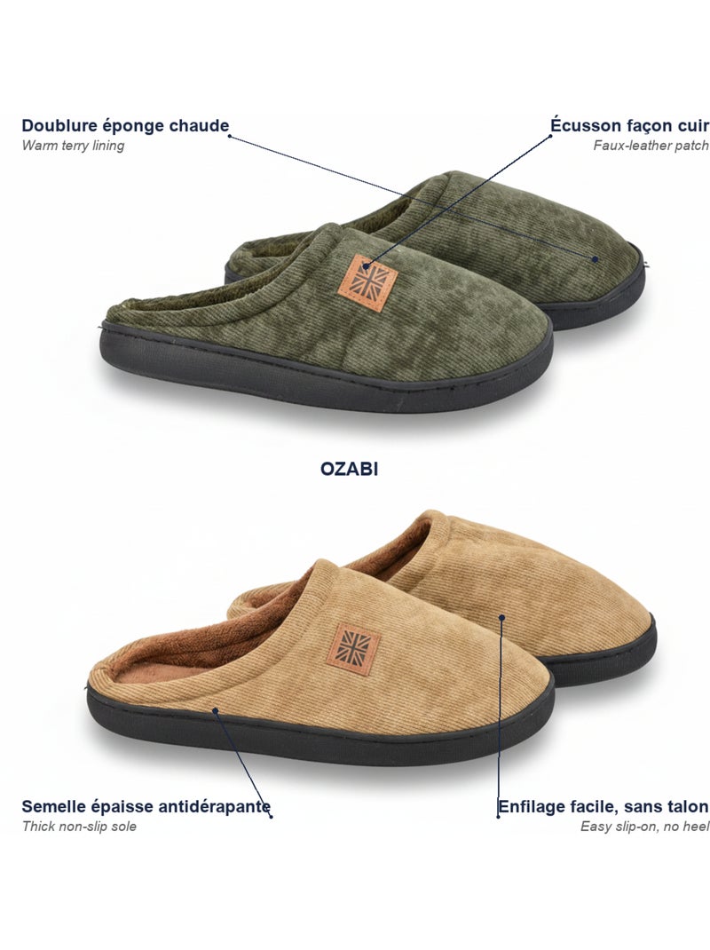 Pack 2 Pares Chinelos Homem Veludo Canelado Forro Esponja OZABI Multicolorido - Kiabi