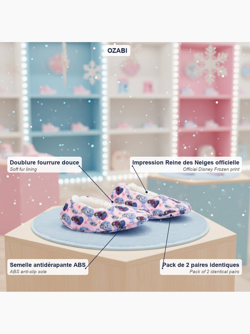 Pack 2 Pares Chinelos Rapariga Disney Forrados Antiderrapantes OZABI Rosa - Kiabi