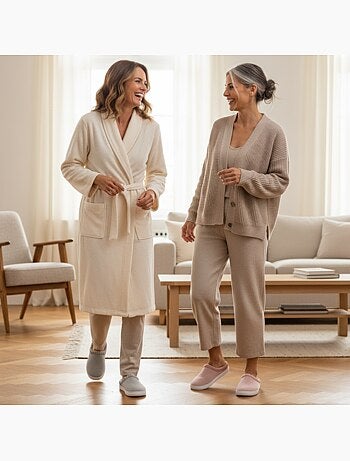 Pack 2 pares mules mulher tricô canelado com lantejoulas falsa pele