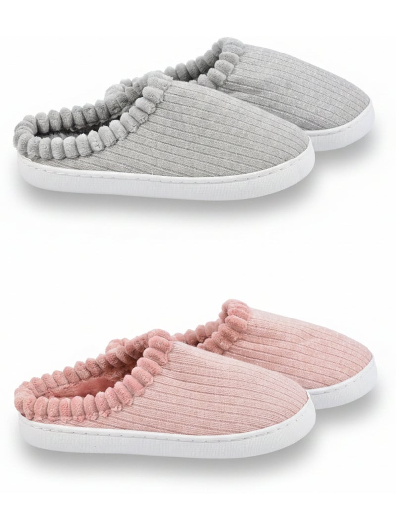 Pack 2 pares mules mulher tricô canelado com lantejoulas falsa pele Multicolorido - Kiabi