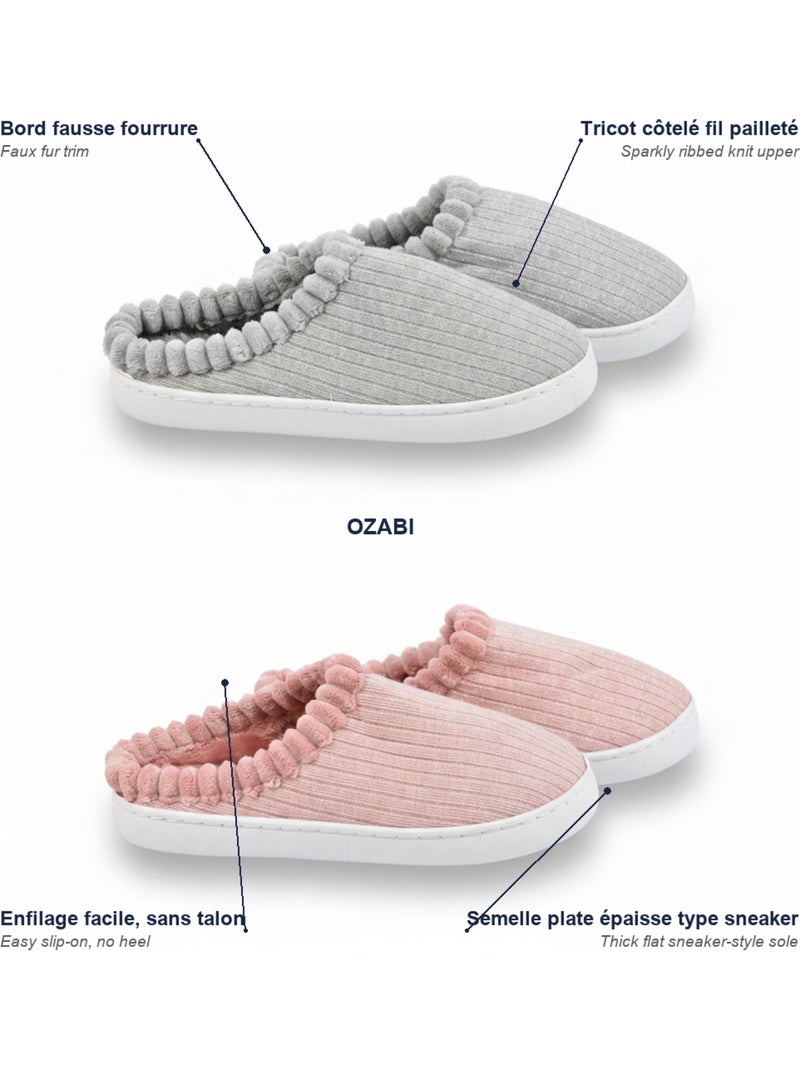 Pack 2 pares mules mulher tricô canelado com lantejoulas falsa pele Multicolorido - Kiabi