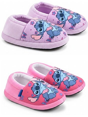 Pack 2 pares pantufas rapariga disney stitch forradas antiderrapantes ozabi