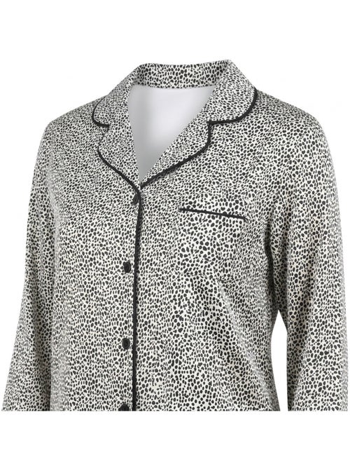 Pack 2 Pijamas Mulher Longos Cetim Estampados Gola Camisa OZABI - Kiabi