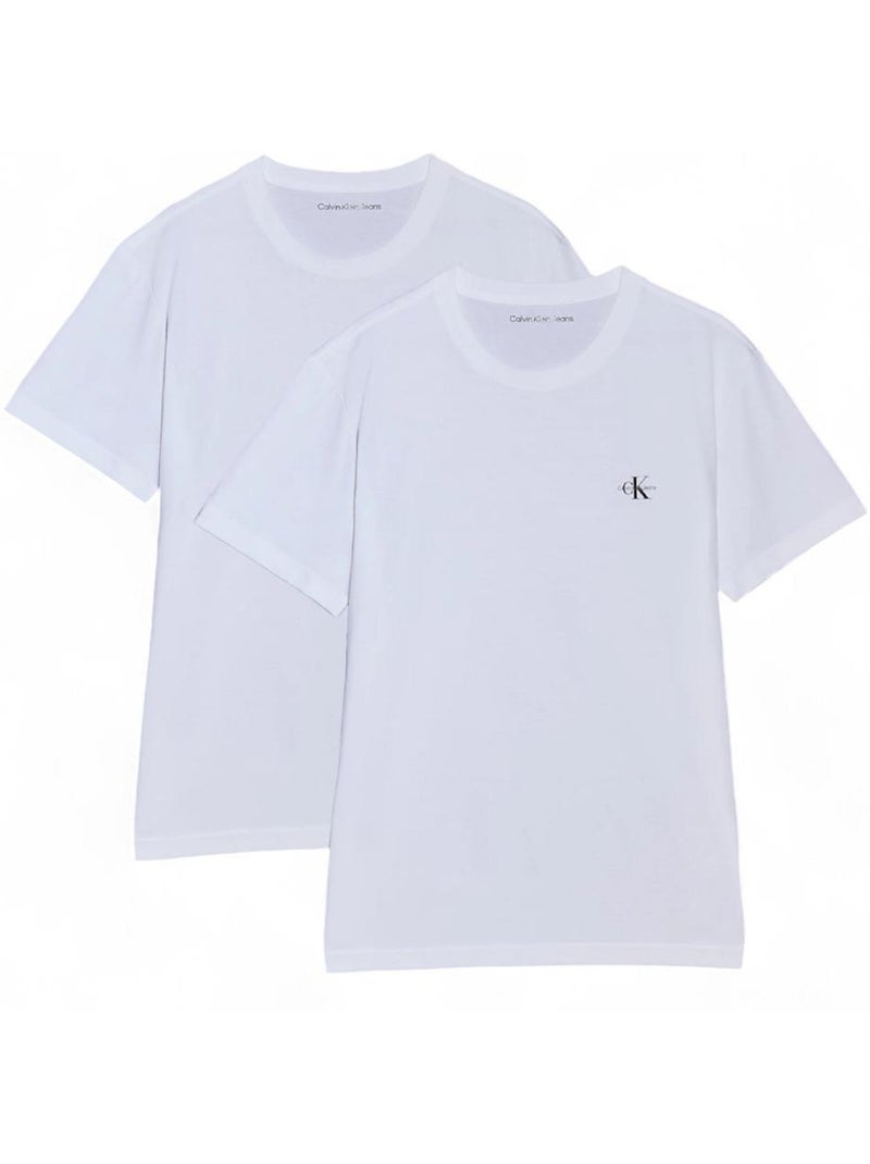 Pack 2 T-shirts Brancos Calvin Klein Monologo para Homem Branco - Kiabi
