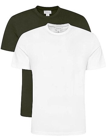 Pack 2 t-shirts calvin klein jeans clássicos para homem - branco/preto